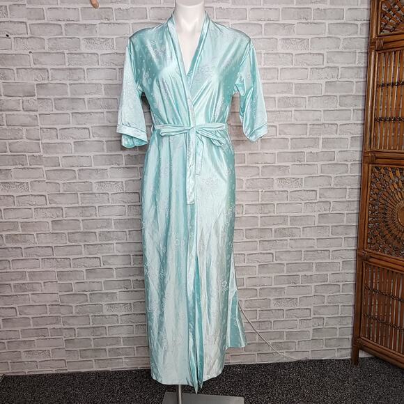 VTG Julie Girl Blue Floral Robe, sz Medium - Picture 1 of 7